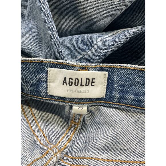 Agolde 'Riley' Blue High Rise Straight Crop Denim Jean Size 28 - Picture 4 of 5